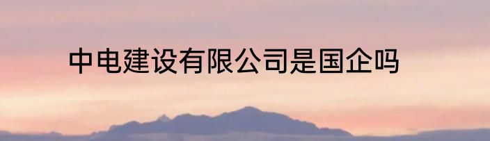 中电建设有限公司是国企吗