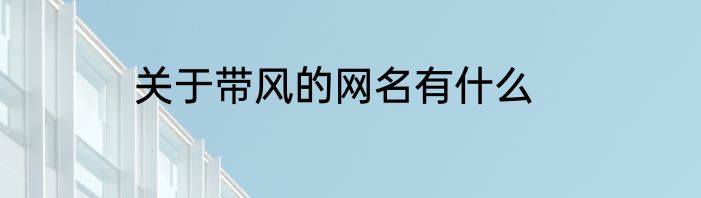 关于带风的网名有什么