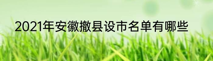 2021年安徽撤县设市名单有哪些