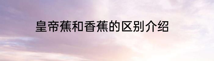 皇帝蕉和香蕉的区别介绍