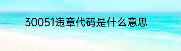 30051违章代码是什么意思