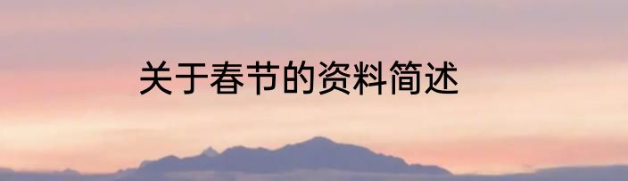 关于春节的资料简述
