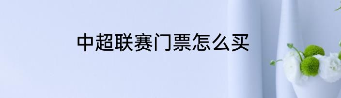 中超联赛门票怎么买