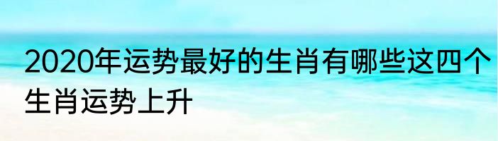 2020年运势最好的生肖有哪些这四个生肖运势上升