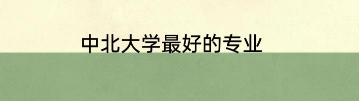 中北大学最好的专业