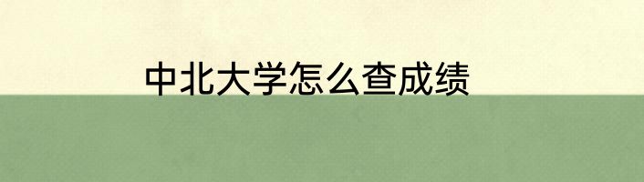 中北大学怎么查成绩