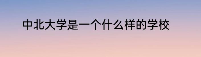 中北大学是一个什么样的学校