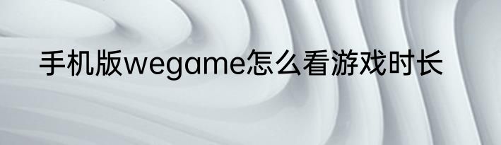 手机版wegame怎么看游戏时长