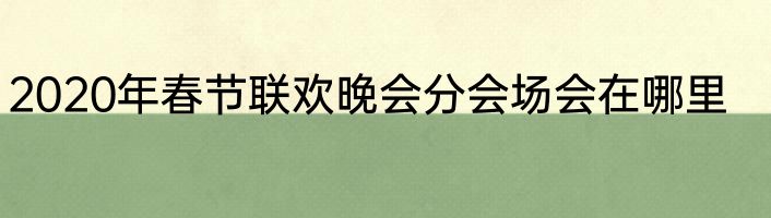 2020年春节联欢晚会分会场会在哪里