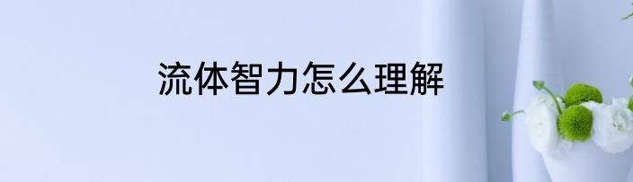 流体智力怎么理解