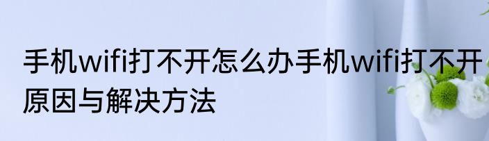 手机wifi打不开怎么办手机wifi打不开原因与解决方法