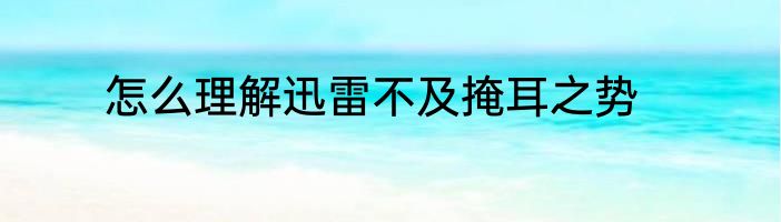 怎么理解迅雷不及掩耳之势