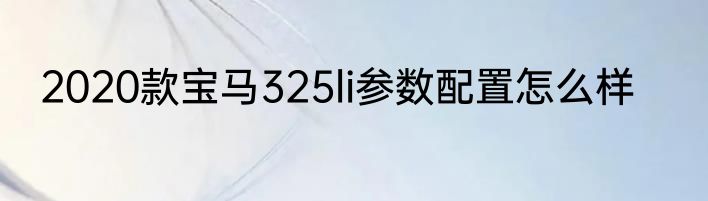 2020款宝马325li参数配置怎么样