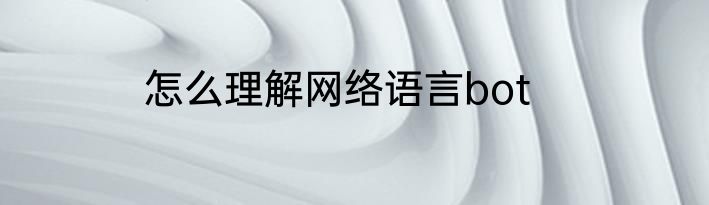 怎么理解网络语言bot