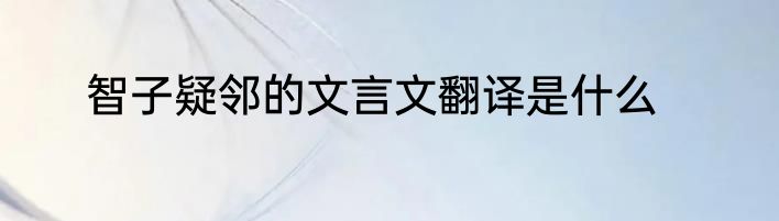 智子疑邻的文言文翻译是什么