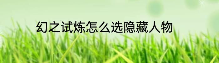幻之试炼怎么选隐藏人物