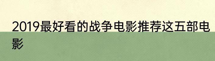 2019最好看的战争电影推荐这五部电影