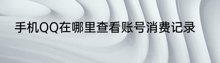 手机QQ在哪里查看账号消费记录