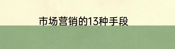 市场营销的13种手段