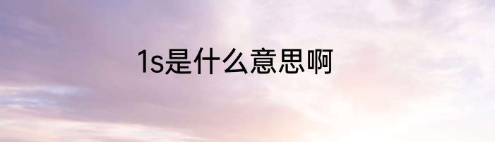 1s是什么意思啊