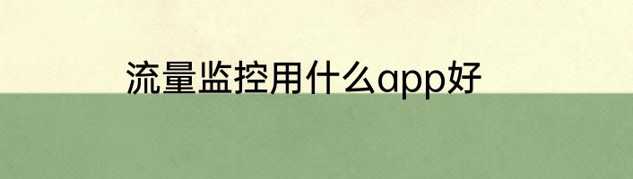 流量监控用什么app好