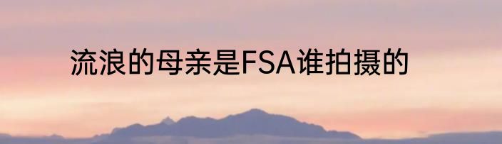 流浪的母亲是FSA谁拍摄的