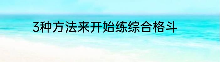 3种方法来开始练综合格斗
