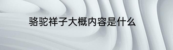 骆驼祥子大概内容是什么