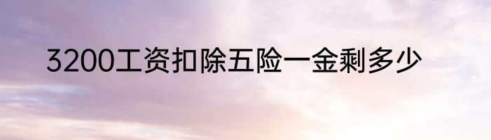 3200工资扣除五险一金剩多少