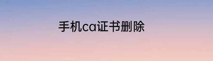 手机ca证书删除
