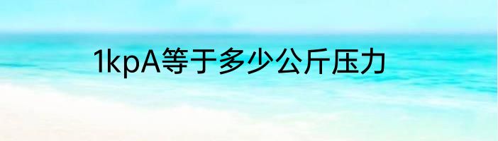 1kpA等于多少公斤压力