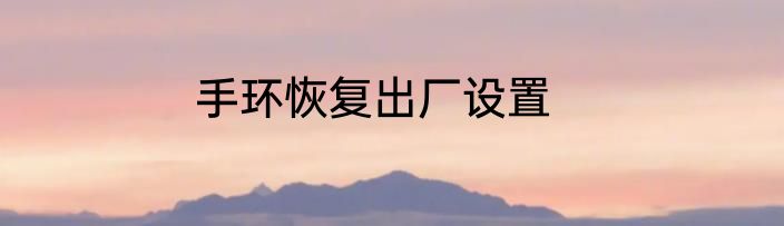 手环恢复出厂设置