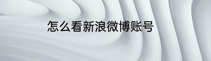 怎么看新浪微博账号
