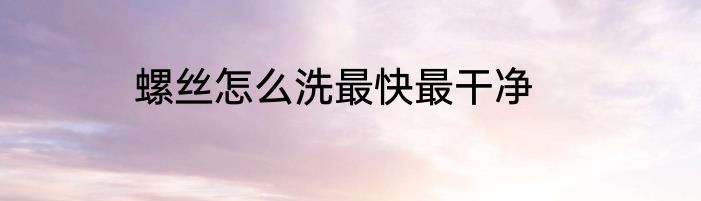 螺丝怎么洗最快最干净