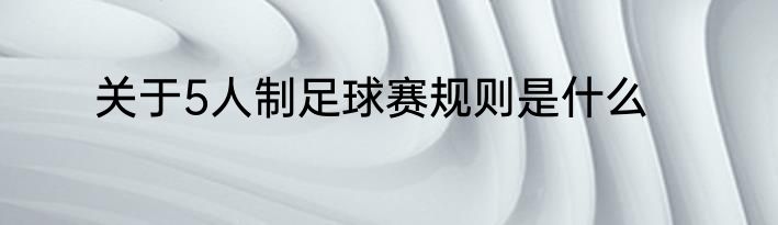 关于5人制足球赛规则是什么