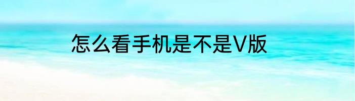 怎么看手机是不是V版