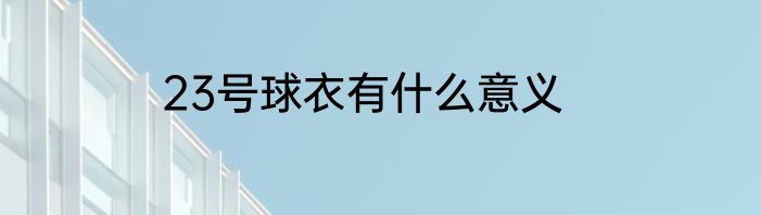 23号球衣有什么意义