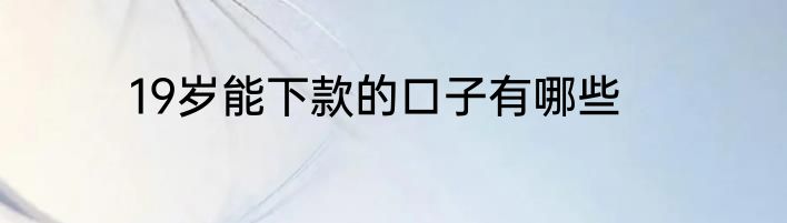 19岁能下款的口子有哪些