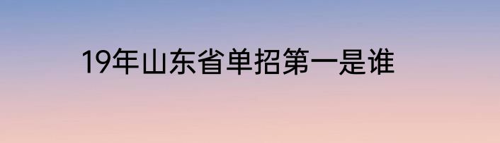 19年山东省单招第一是谁