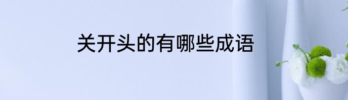 关开头的有哪些成语