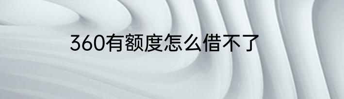 360有额度怎么借不了