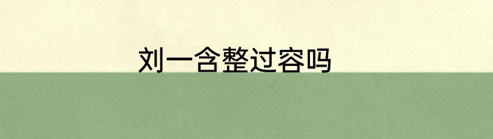 刘一含整过容吗