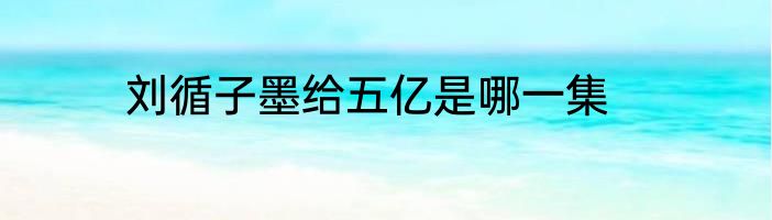 刘循子墨给五亿是哪一集