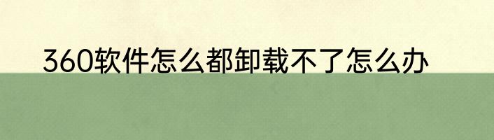 360软件怎么都卸载不了怎么办