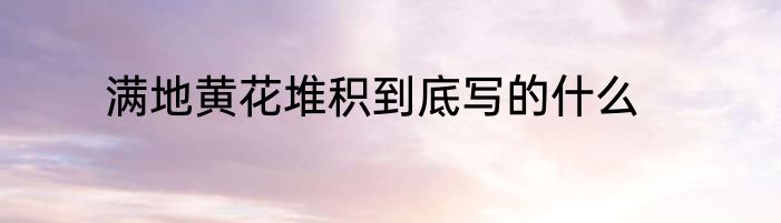 满地黄花堆积到底写的什么