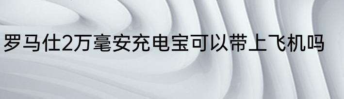 罗马仕2万毫安充电宝可以带上飞机吗