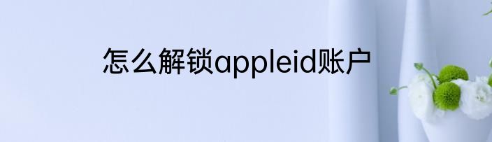 怎么解锁appleid账户