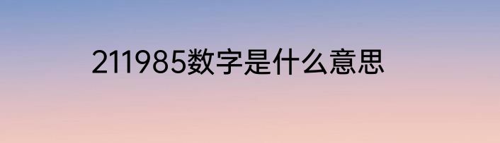 211985数字是什么意思