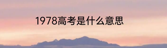 1978高考是什么意思