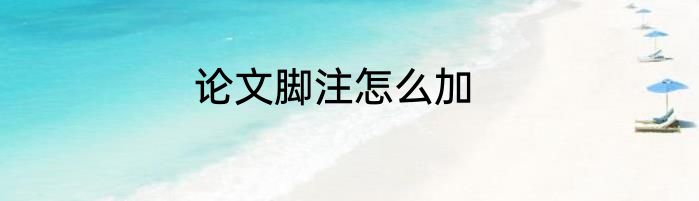 论文脚注怎么加